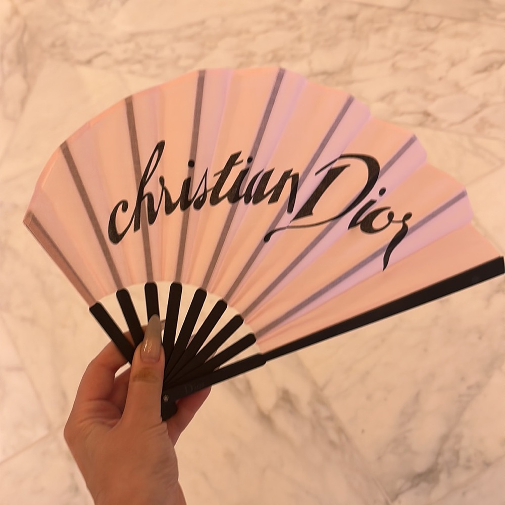 Dior Pink and Black Hand Fan